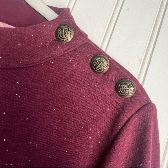 Talbots Size M Maroon Burgundy 3/4 Sleeves Heathered Shift Dress NEW! - Picture 5 of 8